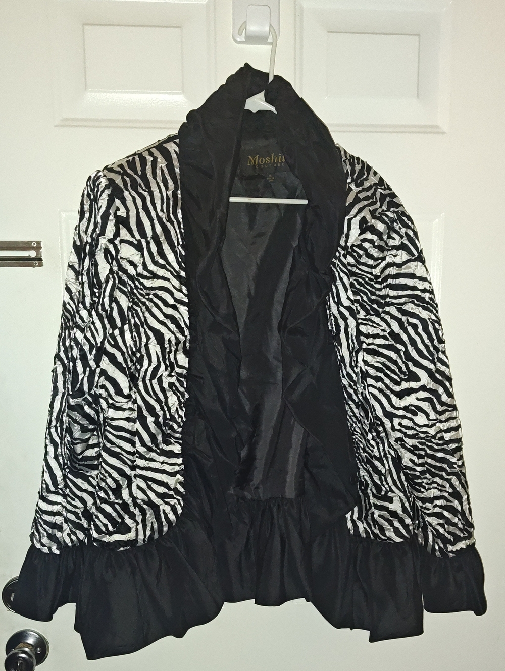 Moschino Black and White Zebra-Pattern Blazer